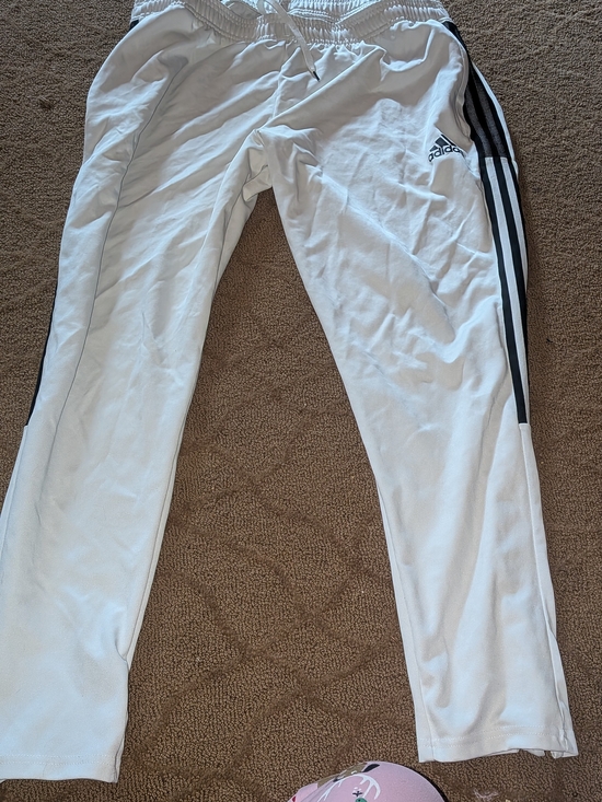 adidas Pants - adidas White Track Pants Black Three-Stripe Accent WOMANS 2X 2XL